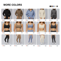 Ensemble de sport pour femme : veste de sport respirante à dos croisé avec fermeture éclair intégrale, leggings extensibles sans couture avant avec poche cachée
