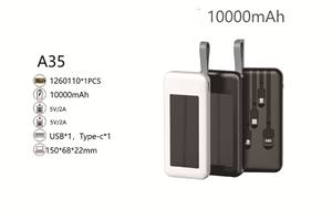 Batterie Externe Solaire 2025 Ultra Mince 10000mAh/20000mAh avec Câble Intégré, Batterie Li-Polymère, Double Sortie USB – Meilleure Vente - Product Image 3