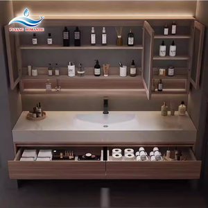 Meuble-lavabo de salle de bain multifonctionnel de luxe de haute qualité 2026 avec lavabo et miroir, design moderne, fabricant en gros - Product Image 4
