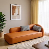 Canapé Longsen en similicuir style nordique, avec dossier incurvé en éponge, canapé-lit tendance pour chambre et gîte