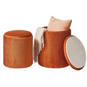 IBUYKE Ottoman de rangement en velours, tabouret de coiffeuse rembourré, design moderne, repose-pieds pour <span class=keywords><strong>table</strong></span> basse, aucun assemblage requis, salon - Product Image 1