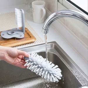 Brosse de nettoyage électrique en microfibre et nylon blanc, écologique, pour tasses et bouteilles, avec fixation murale à ventouse, pour cuisine et maison - Product Image 3