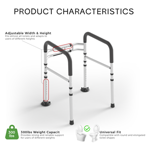 Marco DE SEGURIDAD plegable y ligero ajustable para inodoro, reposabrazos antideslizante para ancianos, riel de soporte para baño, silla de ayuda para el hogar - Product Image 5