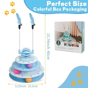 Nouvelle conception, petit volume, tour interactive intelligente pour chat à quatre niveaux, ensemble de jouets interactifs d'entraînement pour chat, jouets à roulettes pour chat, jouet tournant pour chat - Product Image 3