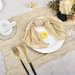 6 Pcs Gauze Pleated <b>Tablecloth</b> Country Bohemian Table Cloth Decorated Wedding Party Evening Napkin Placemat - Product Image 4