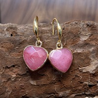 Boucles d'oreilles pendantes en forme de cœur en pierre naturelle turquoise style bohème, bijoux classiques en laiton plaqué or, tendance