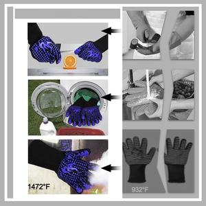 CE 인증 실리콘 내열 가죽 장갑, 요리 베이킹 그릴 및 BBQ용 고온 방지, 도트 및 프린트 맞춤 제작 - Product Image 4