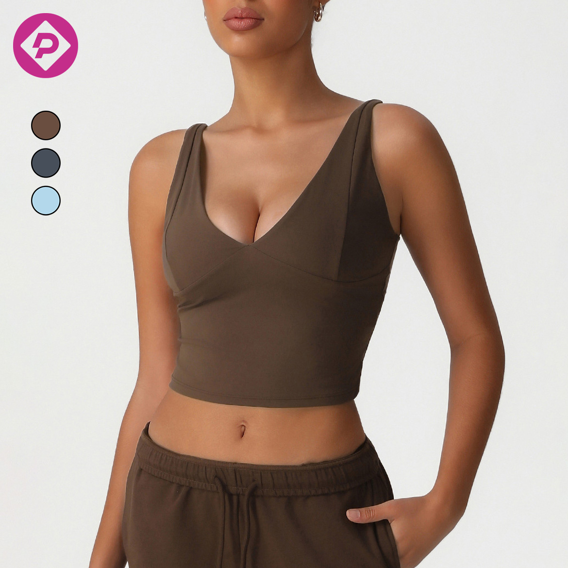 Women's Super Soft Quick Dry V-Neck Gym Tank Tops Breathable Fitness Padded Sweet Workout Sports Yoga Top