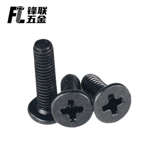 สกรูหัวฟิลลิปส์สีดำ Fenglian M1.2-M6 เหล็กกล้าคาร์บอนเคลือบออกไซด์ หัวแบน สำหรับอุตสาหกรรมก่อสร้าง - Product Image 2
