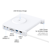 Base de Conexión USB C 7 en 1, Accesorios para iMac de 24 Pulgadas 2021-2024, Hub de 10 Gbps, Lector de Tarjetas SD y TF, Adaptador de Carga Inalámbrica