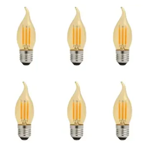 Pack de 6 ampoules LED effet flamme 4W 2700K, éclairage vintage - Product Image 6