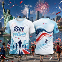 T-shirt de sport 100 % polyester, imprimé intégral, pour course à pied, marathon, coupe ajustée, personnalisable par sublimation