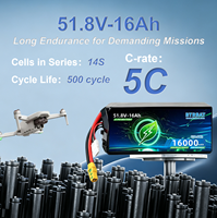 Baterai UAV 51.8V 14S 16000mAh Paket Baterai Drone untuk Operasi Drone Inspeksi, Pemetaan, dan Pengiriman Industri