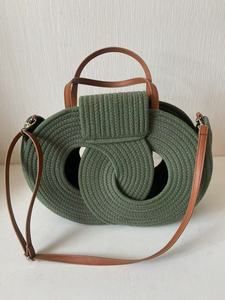 Nouveau <span class=keywords><strong>Sac</strong></span> à <span class=keywords><strong>Main</strong></span> <span class=keywords><strong>Rond</strong></span> Tressé en Coton pour Femme, Grand Fourre-Tout Ouvert avec Deux Bandoulières, Léger et Tendance - Product Image 2