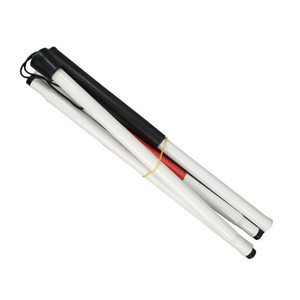 Canne pliante en alliage d'aluminium pour aveugles, 125 cm, blanche, télescopique, à quatre sections - Product Image 3