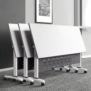 Bàn hội nghị bằng gỗ màu trắng chất lượng cao cho phòng họp thiết kế hiện đại có thể gập lại và di chuyển với bánh xe nội thất văn phòng - Product Image 3