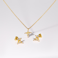 Ensemble de bijoux en argent sterling 925 personnalisé en usine, collier et boucles d'oreilles en forme de croix, avec moissanite, pour femmes, à porter tous les jours, cadeau pour la Saint-Valentin