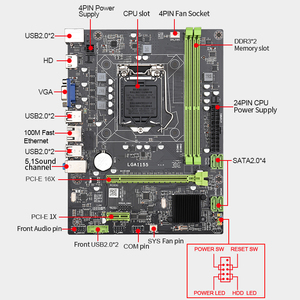 H61 PCI-E X16 Motherboard dengan Prosesor CPU, Kit Aksesori <span class=keywords><strong>DDR3</strong></span> <span class=keywords><strong>2</strong></span> Slot RAM - Product Image 3