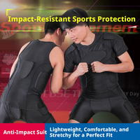 Sous-vêtement de compression rembourré pour homme avec 6 protections EVA pour la poitrine, les côtes, le dos et les épaules, extensible dans les 4 sens, pour le football, le basketball, le baseball