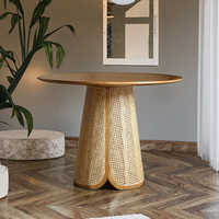 Ensemble de salle à manger en bois moderne Boho 6 chaises avec accoudoir petit bambou rotin osier pour salle à manger meubles d'hôtel meilleur prix