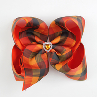 Oferta Especial: Lazos para el Cabello de Niñas de 4.5'' con Diseño de Pavo de Acción de Gracias, con Clip y Diadema, con Diamantes de Imitación y Estampado a Cuadros para Otoño