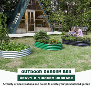 Dropshipping 17\" 9 1 <b>Raised</b> Garden Beds Galvanized Outdoor Rustproof Bottomless Metal <b>Planter</b> Box for Home Vegetable Growing - Product Image 4