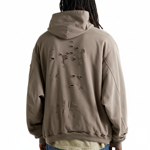 Oem Offre Spéciale Tendance Design Hommes Distressed Hoodie 2024 Street Wear Haute Qualité Hommes Distressed Hoodie respirant - Product Image 1