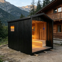 Cabine de sauna finlandaise commerciale traditionnelle moderne pour 6 personnes, en cèdre rouge, cèdre canadien et épicéa, infrarouge lointain électrique, 9 kW, pour appartement