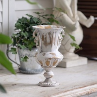 Vase à fleurs en fer forgé fait main de style ferme, poignées incurvées, urne rustique en fer forgé, prix de gros, planteur pour la maison et le jardin