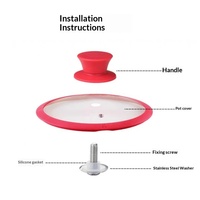 Couvercle de casserole en verre trempé avec revêtement en silicone, résistant à la chaleur, transparent, 20 cm, universel pour usage domestique, vente en gros PW30002