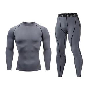 2 parça eğitim Sweatsuits erkek hızlı kuru spor Fitness setleri nem esneklik spor Rush Guard tayt Suits - Product Image 2