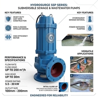 Pompe submersible robuste pour le transfert d'eau sale, pompe submersible pour eaux usées en acier inoxydable
