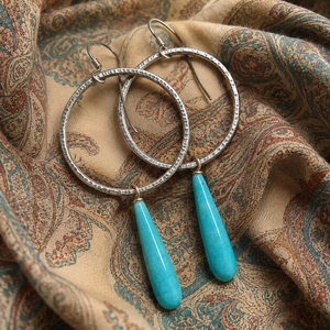Orecchini Pendenti in Stile Vintage con Agata Rossa e Amazzonite, Argento Sterling 925, Orecchini a Goccia Martellati, Gioielli Fatti a Mano - Product Image 6