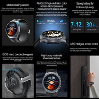 ECG Health Tracker Smartwatch TPU Bomba de aire Monitoreo de la presión arterial SOS BT Llamadas Función NFC Reloj inteligente