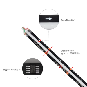 Striscia <span class=keywords><strong>LED</strong></span> Digitale Flessibile BTF-Lighting FCOB SPI RGB IC, 720 <span class=keywords><strong>LED</strong></span> Indirizzabili WS2811, PCB Nero, Effetto Colore Sogno - Product Image 2