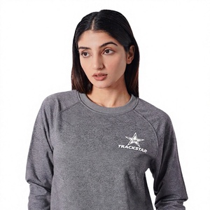 Sudadera de cuello redondo gris oscuro Heather con estampado gráfico de estrella TRACKSTAR, unisex, de forro polar, estilo urbano, al por mayor - Product Image 1