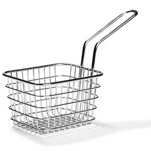 Stainless Steel Wire Fry Basket Rectangular <b>Kitchen</b> Food Strainer Rust Resistant Single Tier <b>Storage</b> Holder - Product Image 1