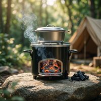 Réchaud à bois portable, cuisinière à biomasse efficace pour le camping en plein air, la survie et la cuisine sur la terrasse