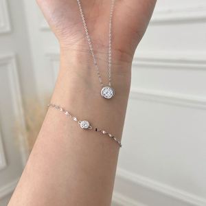 Dylam Customizable Fine <b>Top</b> Jewelry 925 <b>Silver</b> Link <b>Chain</b> Solitaire Circle 1.5ct D Color VVS1 Moissanite Pendant Jewel Necklaces - Product Image 6