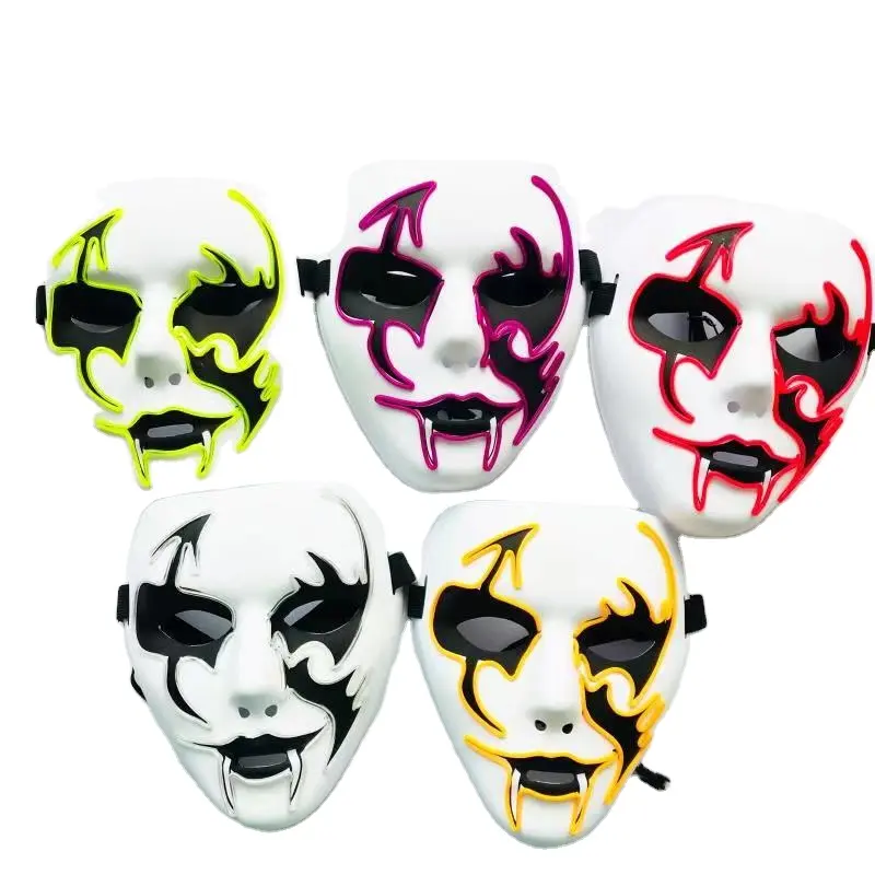 Christmas PVC scary dj purge party masks el wire led rave helmet cosplay prop bar masquerade neon masks