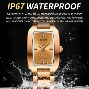 <span class=keywords><strong>Montre</strong></span> à quartz élégante pour femmes BINBOND, <span class=keywords><strong>montre</strong></span> <span class=keywords><strong>en</strong></span> <span class=keywords><strong>acier</strong></span> inoxydable tendance, ultra-fine, carrée, résistante à l'eau jusqu'à 30 m, pour femmes - Product Image 4