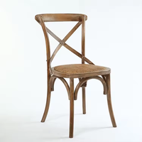 Chaise de salle à manger rustique vintage en bois courbé à dossier croisé, empilable, design en bois pour restaurant, villa, salon, atelier - dossier croisé