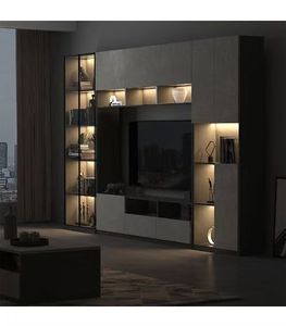 Moderna casa Hotel galleggiante in legno Tv armadi mobili Design soggiorno illuminazione a Led schermo a parete Tv Cabinet Design - Product Image 3