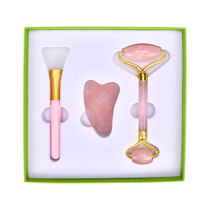 <span class=keywords><strong>Mujer</strong></span> anti arrugas cara gua sha jade rodillo masajeador de cuarzo rosa masajeador conjunto - Product Image 6