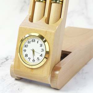 Ensemble de stylos à bille et à plume en bois d'érable naturel personnalisé avec montre de poche pour l'école, le bureau, les cadeaux commerciaux - Product Image 4