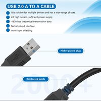 Câble d'extension SYONG USB 2.0 Type A mâle vers Type A mâle AM vers AM Noir (1,5 m)