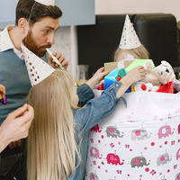 Sacs cadeaux en plastique en forme d'éléphant de dessin animé avec ruban rouge, emballage mignon pour les cadeaux de baby shower et de fête d'anniversaire