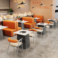 Ensemble table et chaises de salon, bar à thé moderne personnalisé, restaurant commercial, acier inoxydable industriel pour