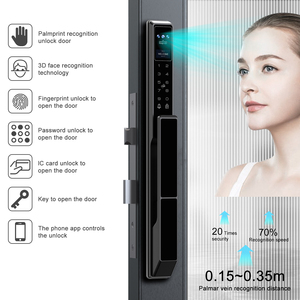 Kunci Pintar Biometrik Wajah 3D Otomatis Interkom Visual Tuya Tahan Air IPX5 untuk Pintu Kaca Aluminium Thermal Break Komersial - Product Image 2