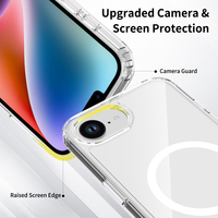 Coque de protection transparente magnétique anti-rayures ultra-fine cyan pour iPhone 17e, compatible avec la charge sans fil et résistante aux chocs